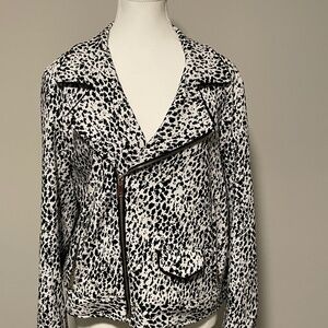 DKNY Black & White Retro Moto Jacket – Size L
